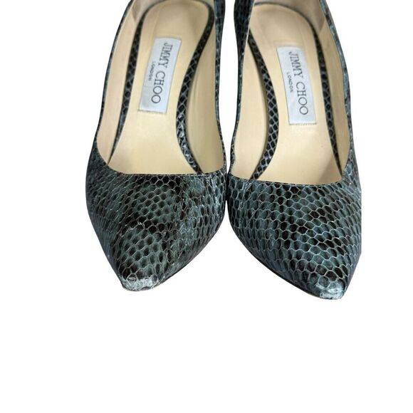 Jimmy Choo Two Tone Snakeskin Python Leather Abel Heels 38.5 Pumps - Picture 5 of 10